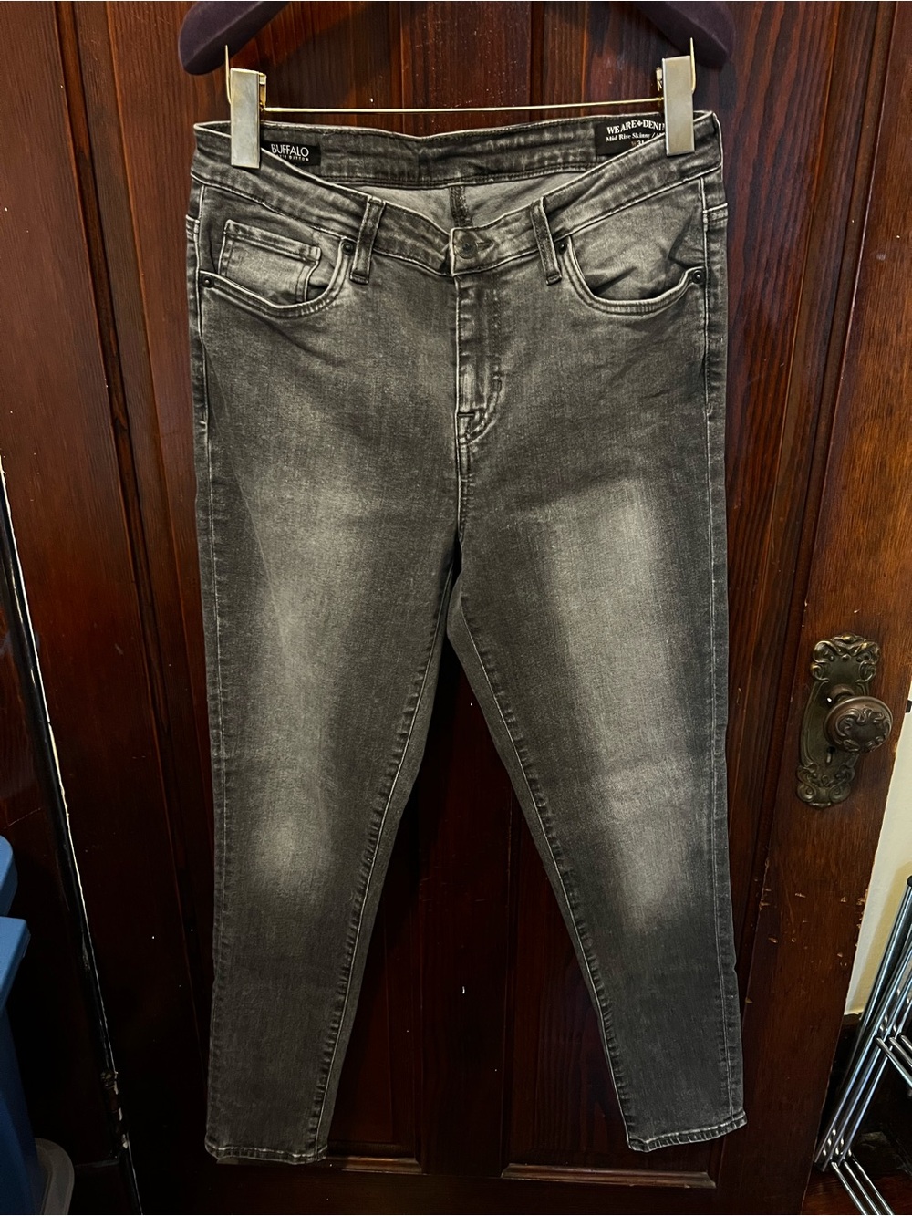 Buffalo Black & Grey Washed Women’s Mid-Rise Skinny Jeans